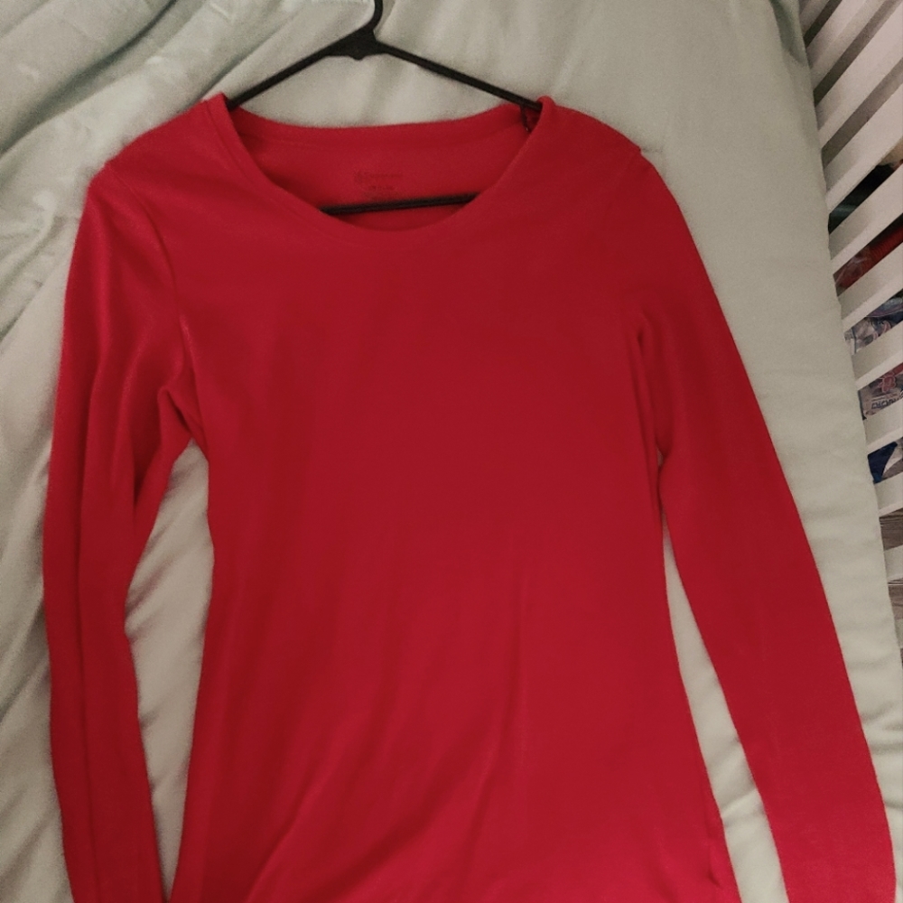 long sleeve plain red shirt
